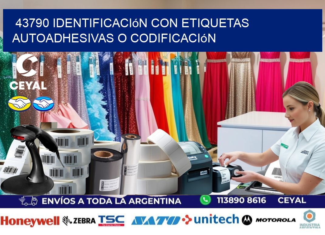 43790 identificación con etiquetas autoadhesivas o codificación