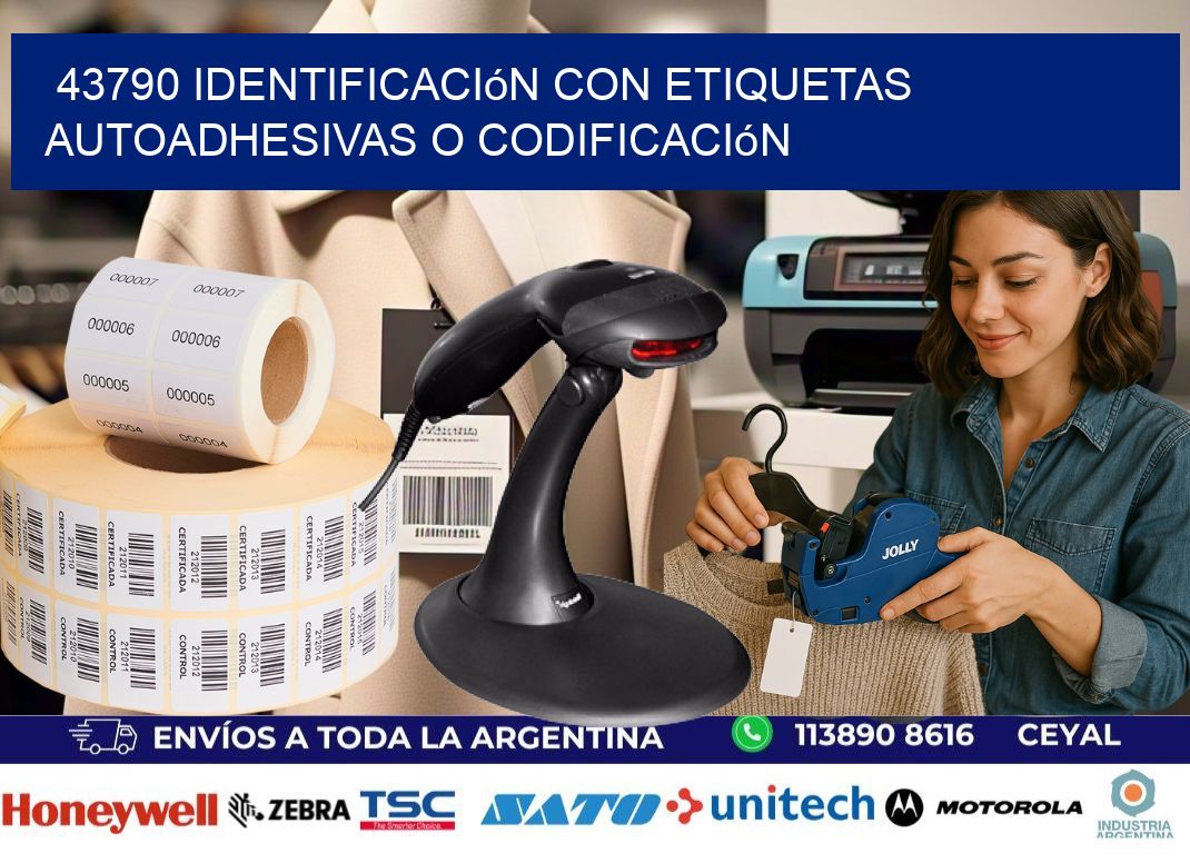 43790 identificación con etiquetas autoadhesivas o codificación