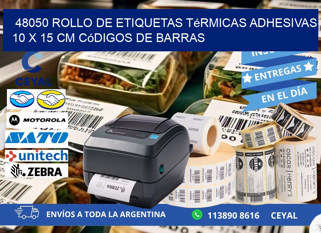 48050 Rollo de Etiquetas Térmicas Adhesivas 10 x 15 cm Códigos de Barras