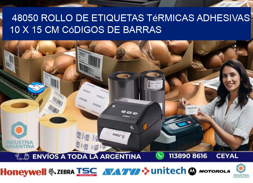 48050 Rollo de Etiquetas Térmicas Adhesivas 10 x 15 cm Códigos de Barras