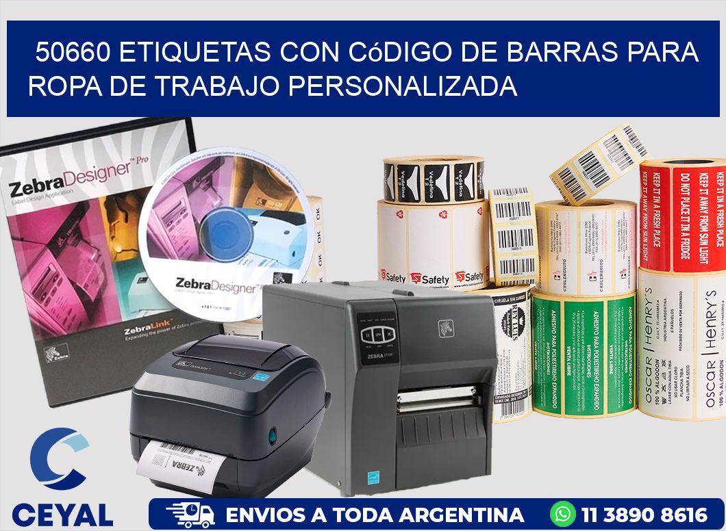 50660 Etiquetas con código de barras para ropa de trabajo personalizada