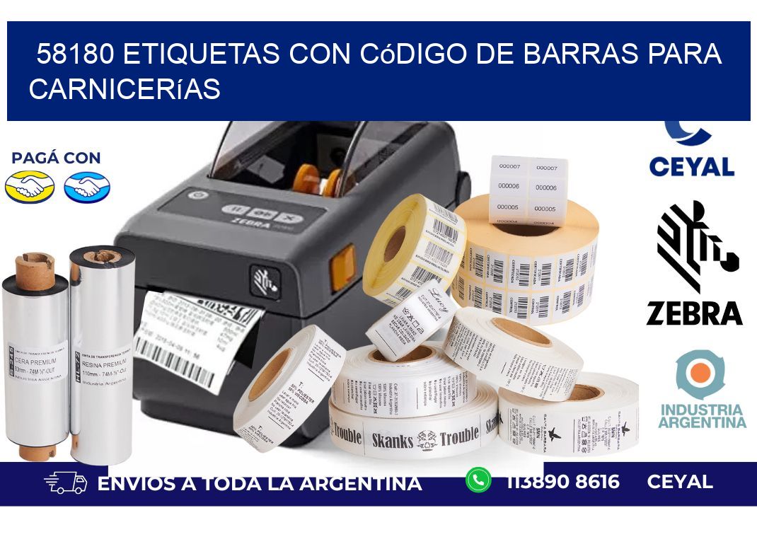 58180 etiquetas con código de barras para carnicerías