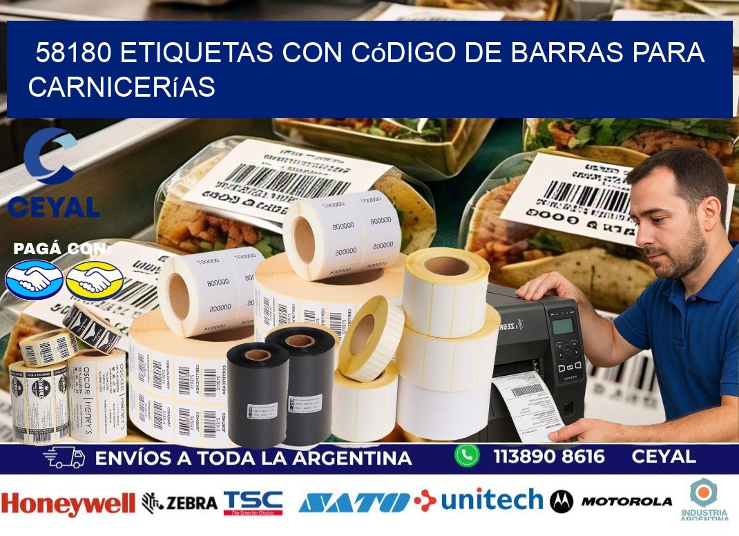 58180 etiquetas con código de barras para carnicerías