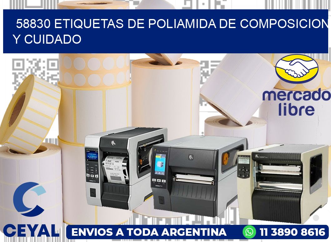 58830 etiquetas de poliamida de composicion y cuidado