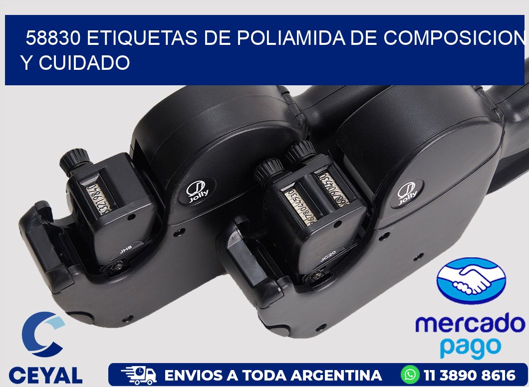 58830 etiquetas de poliamida de composicion y cuidado