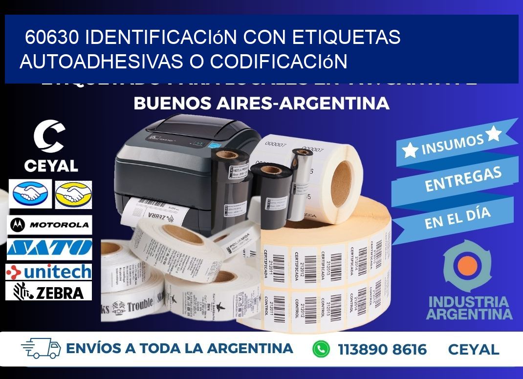 60630 identificación con etiquetas autoadhesivas o codificación