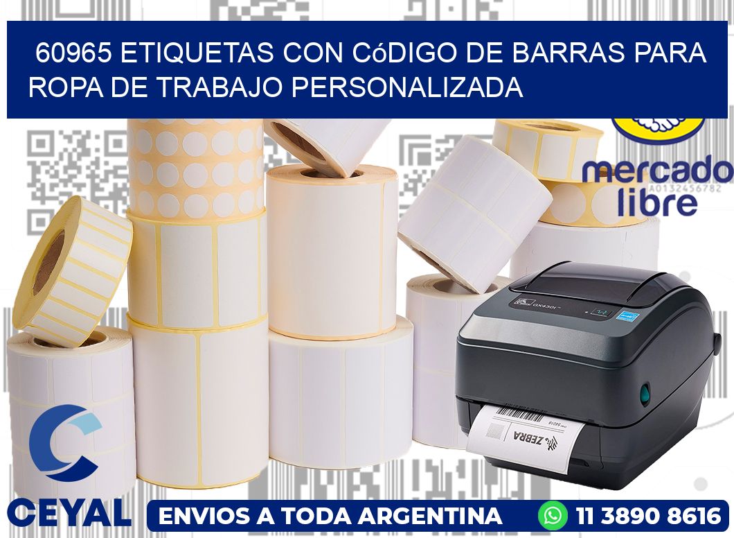 60965 Etiquetas con código de barras para ropa de trabajo personalizada