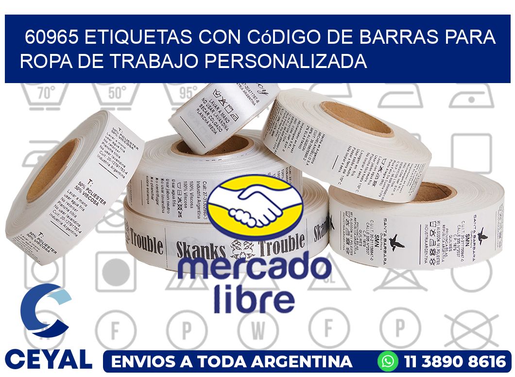 60965 Etiquetas con código de barras para ropa de trabajo personalizada