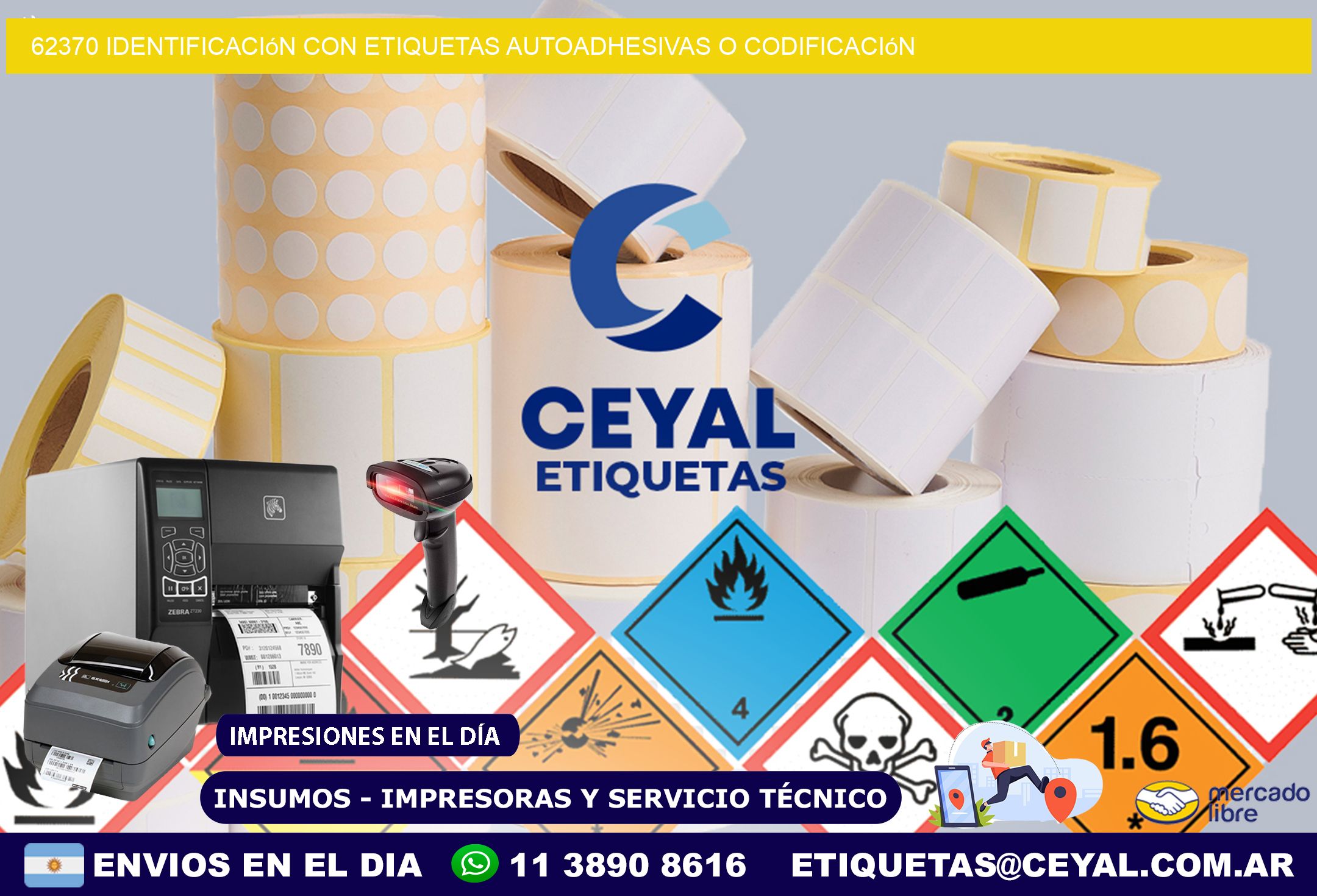 62370 identificación con etiquetas autoadhesivas o codificación