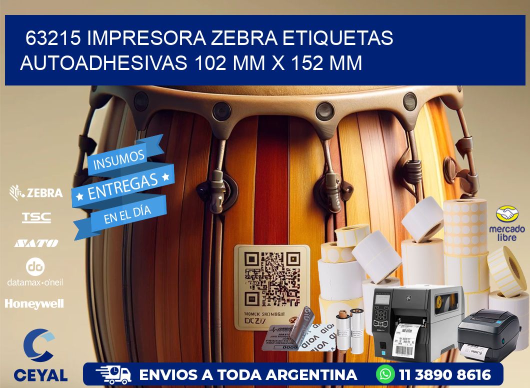63215 impresora zebra etiquetas autoadhesivas 102 mm x 152 mm