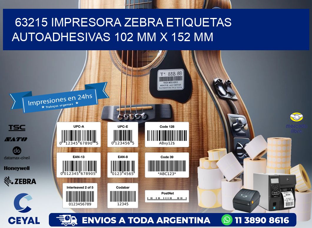 63215 impresora zebra etiquetas autoadhesivas 102 mm x 152 mm