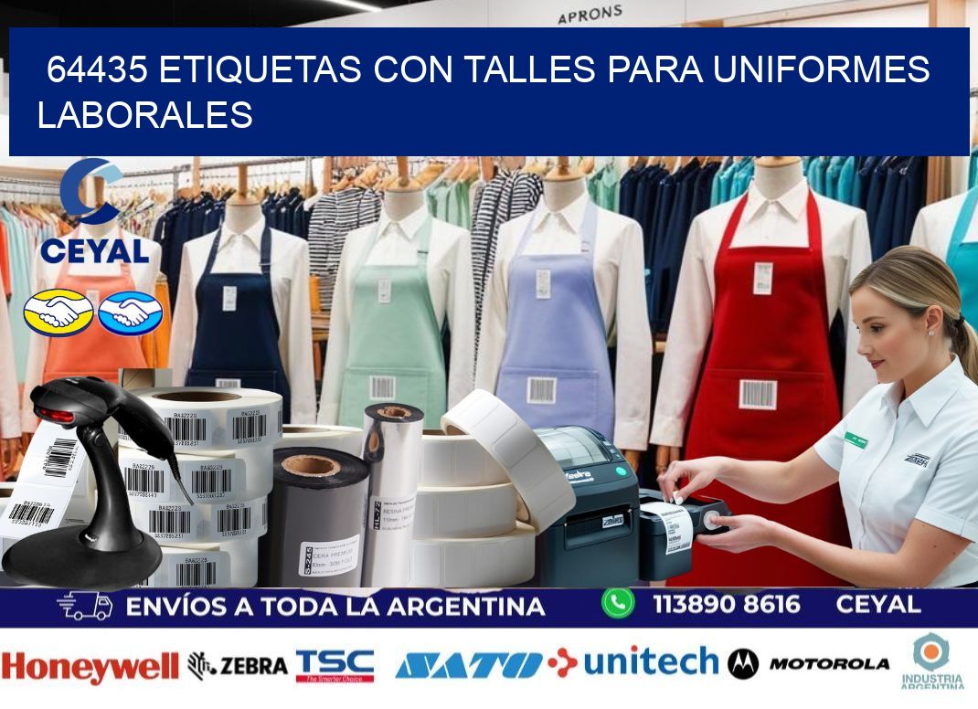 64435 etiquetas con talles para uniformes laborales