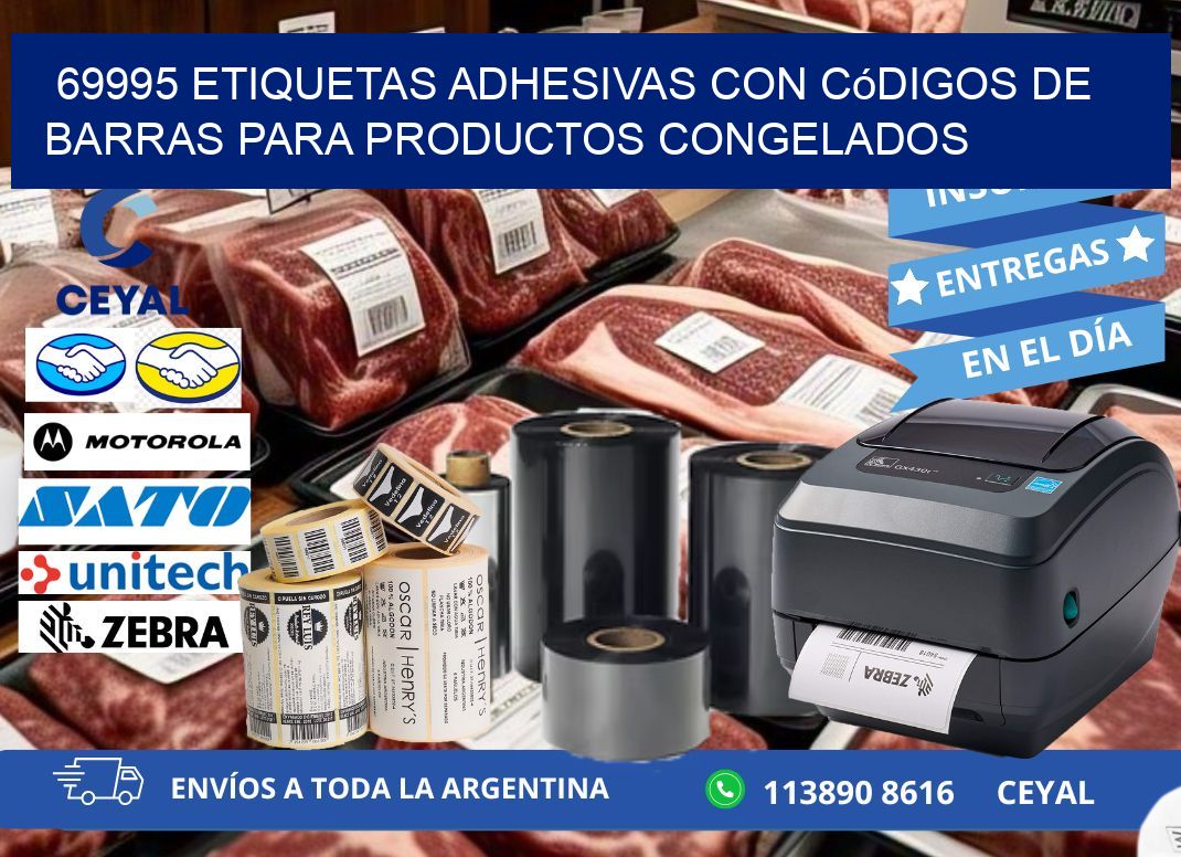 69995 Etiquetas adhesivas con códigos de barras para productos congelados