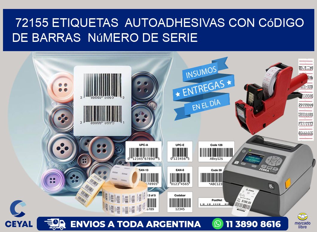 72155 etiquetas autoadhesivas con código de barras número de serie