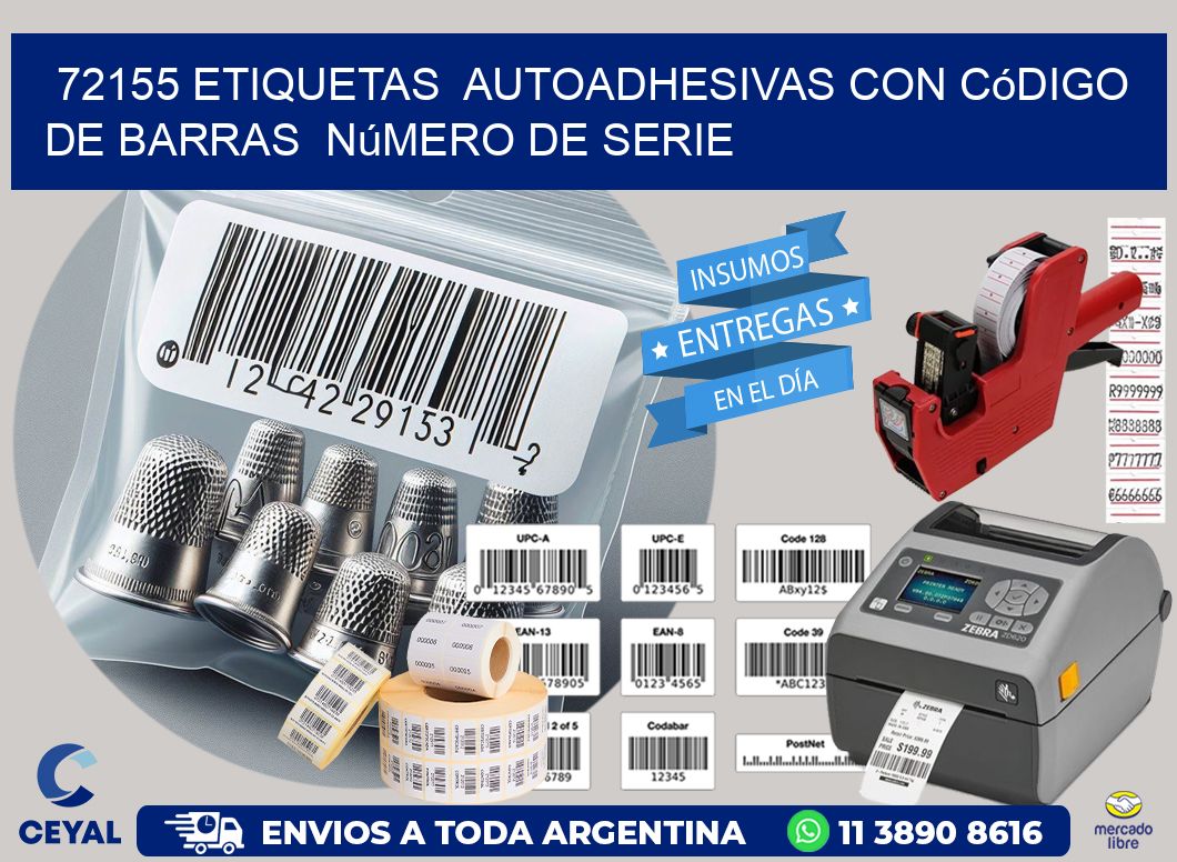 72155 etiquetas autoadhesivas con código de barras número de serie