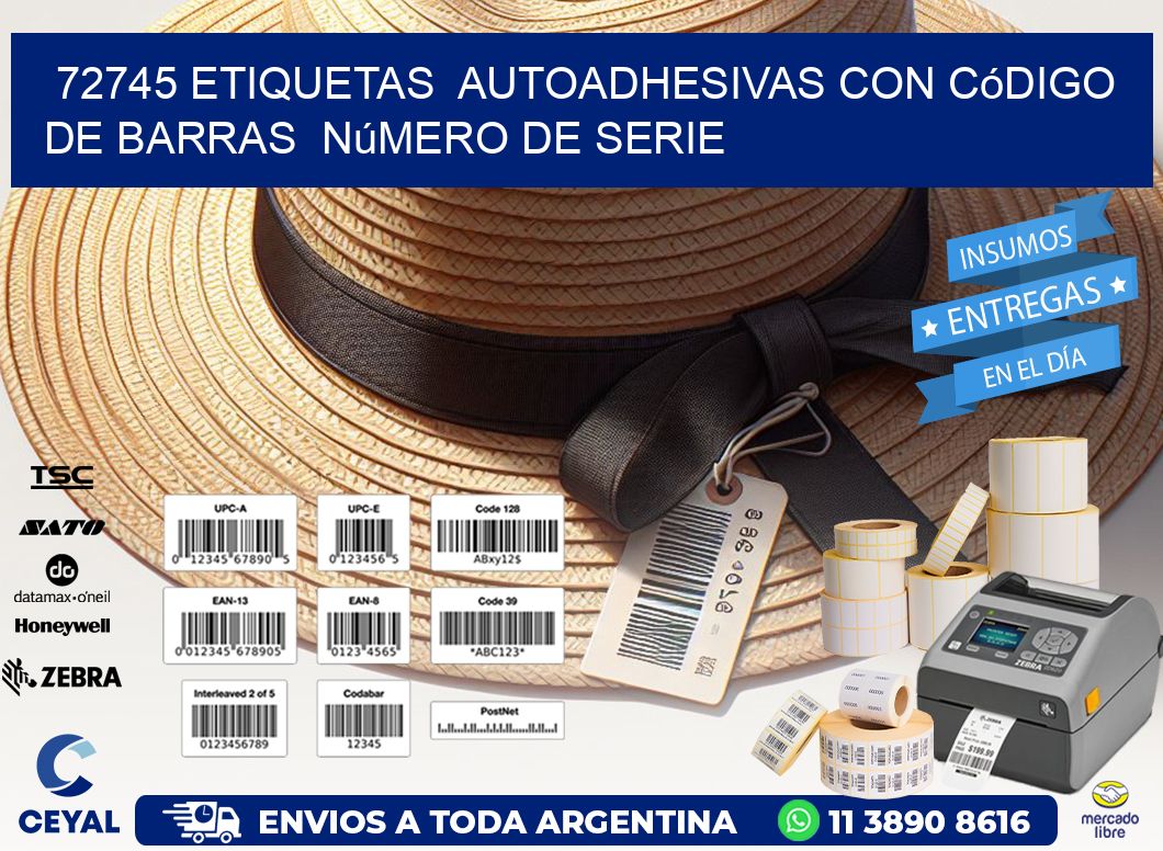 72745 etiquetas  autoadhesivas con código de barras  número de serie