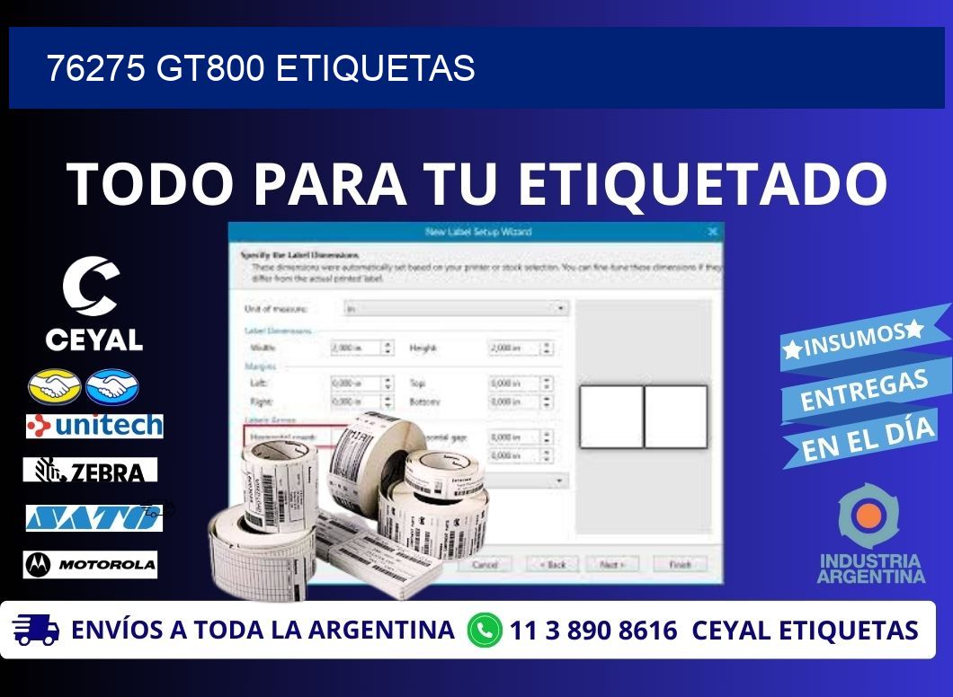 76275 GT800 etiquetas