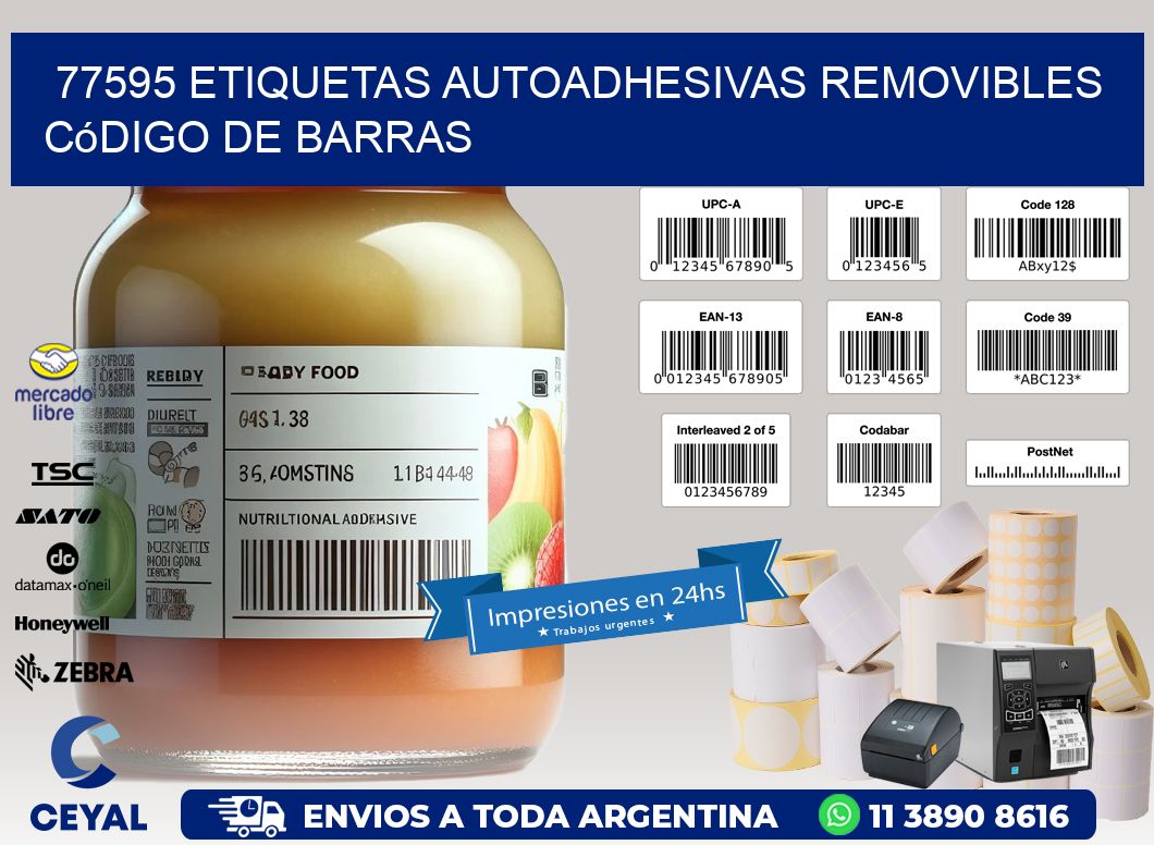 77595 etiquetas autoadhesivas removibles código de barras