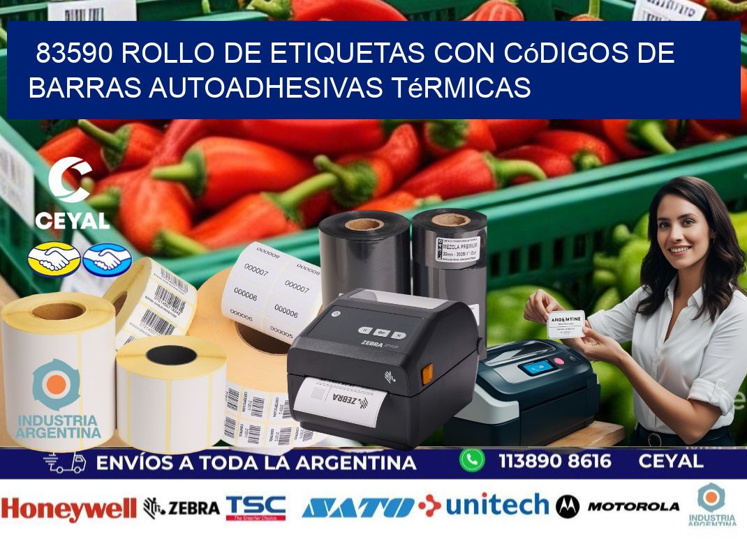 83590 Rollo de etiquetas con códigos de barras autoadhesivas térmicas