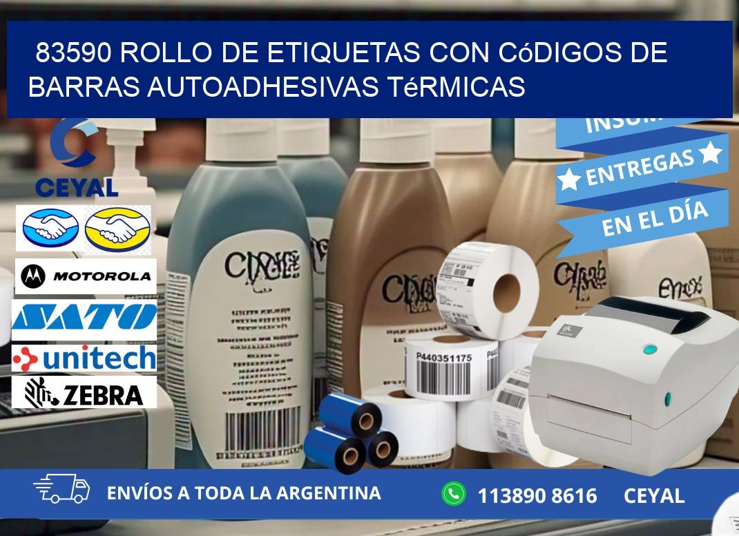 83590 Rollo de etiquetas con códigos de barras autoadhesivas térmicas