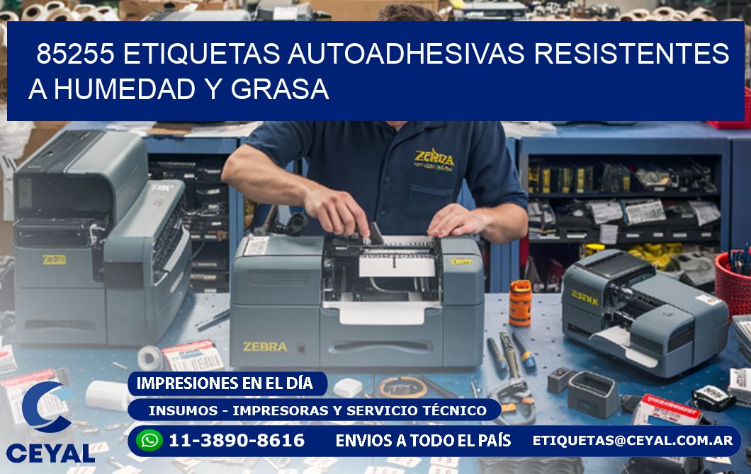 85255 etiquetas autoadhesivas resistentes a humedad y grasa