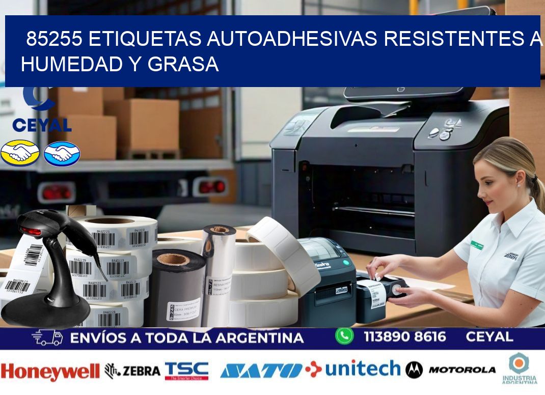 85255 etiquetas autoadhesivas resistentes a humedad y grasa
