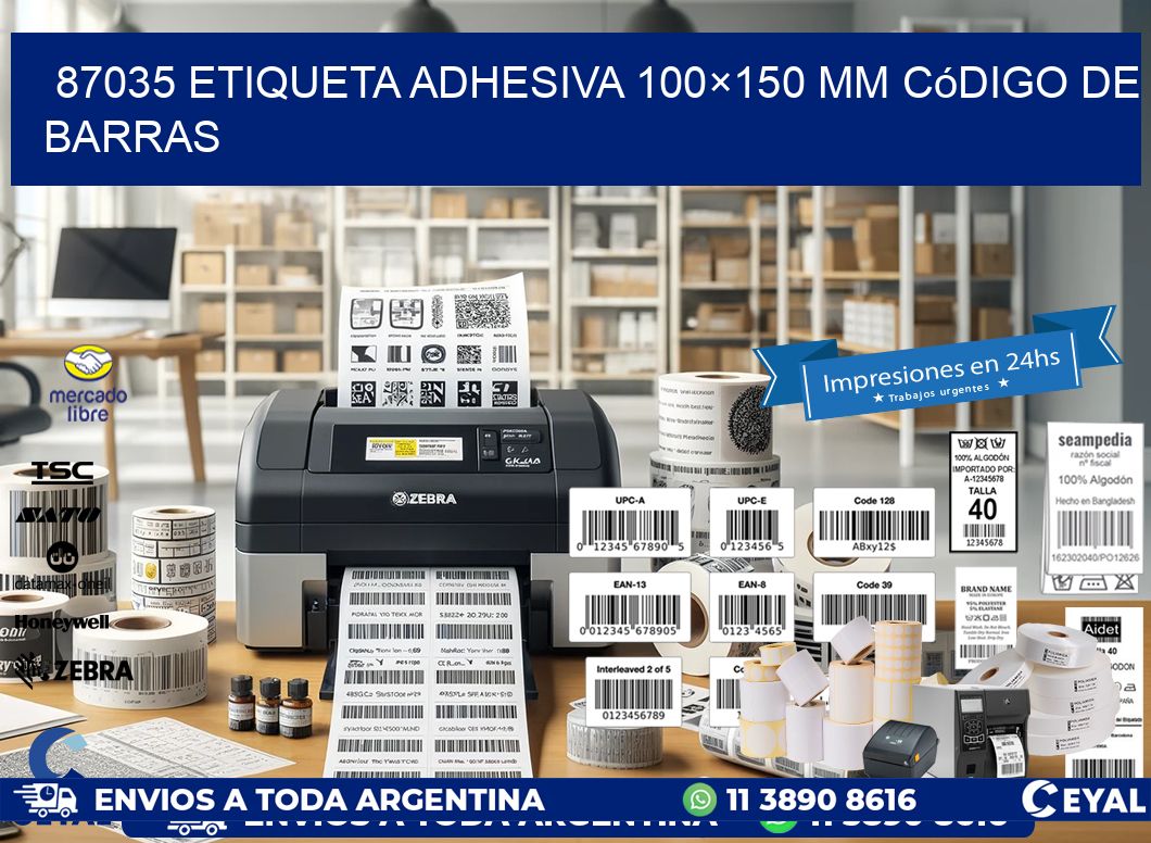 87035 etiqueta adhesiva 100×150 mm código de barras