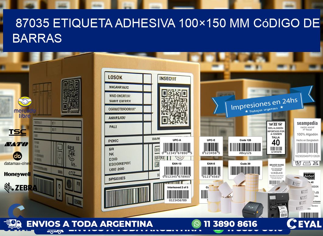 87035 etiqueta adhesiva 100×150 mm código de barras