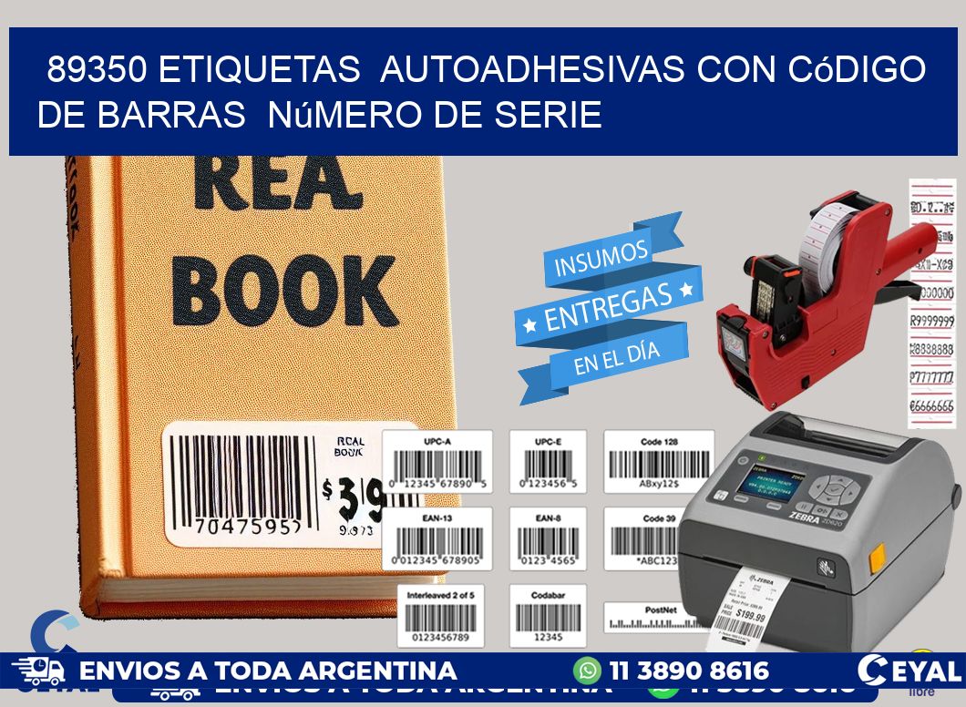 89350 etiquetas  autoadhesivas con código de barras  número de serie
