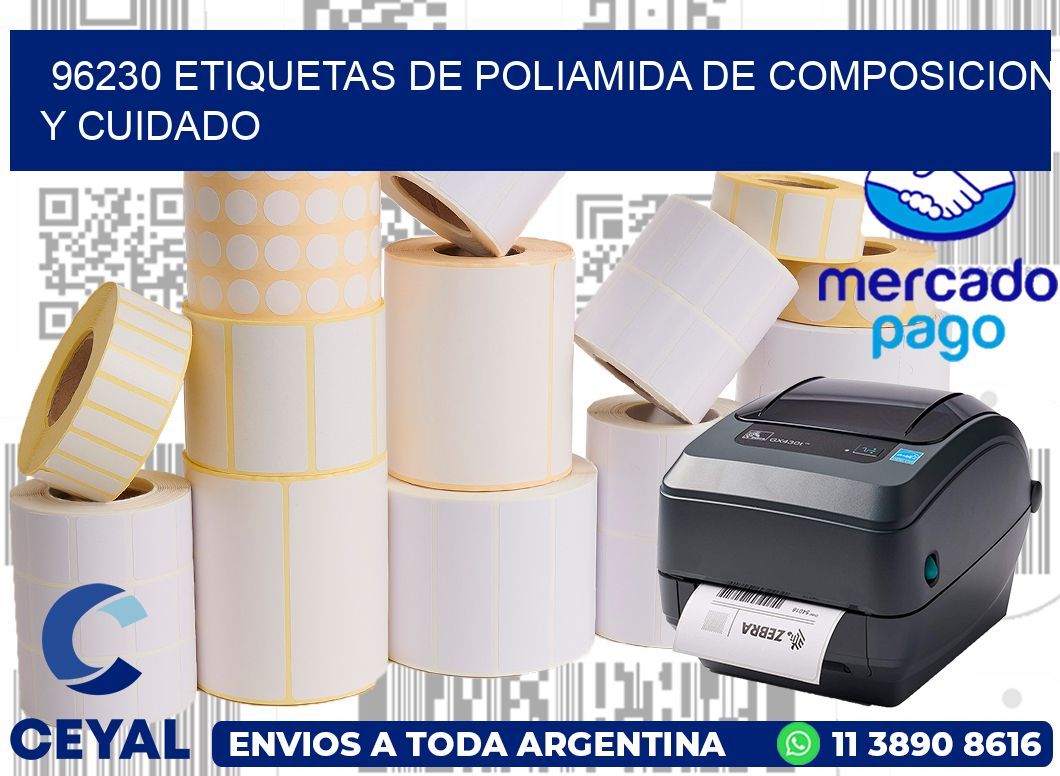 96230 etiquetas de poliamida de composicion y cuidado