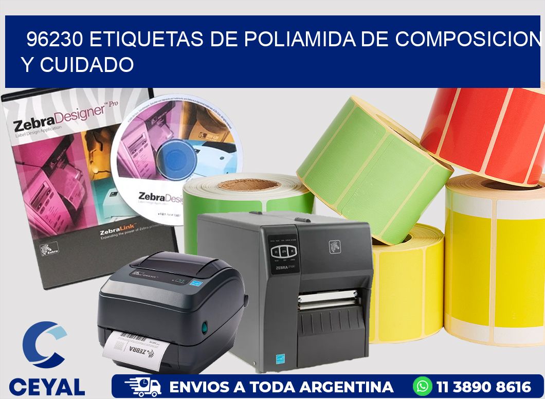 96230 etiquetas de poliamida de composicion y cuidado
