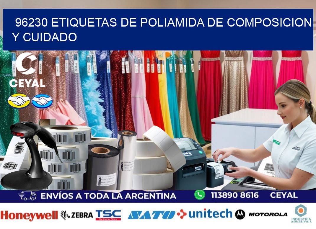 96230 etiquetas de poliamida de composicion y cuidado