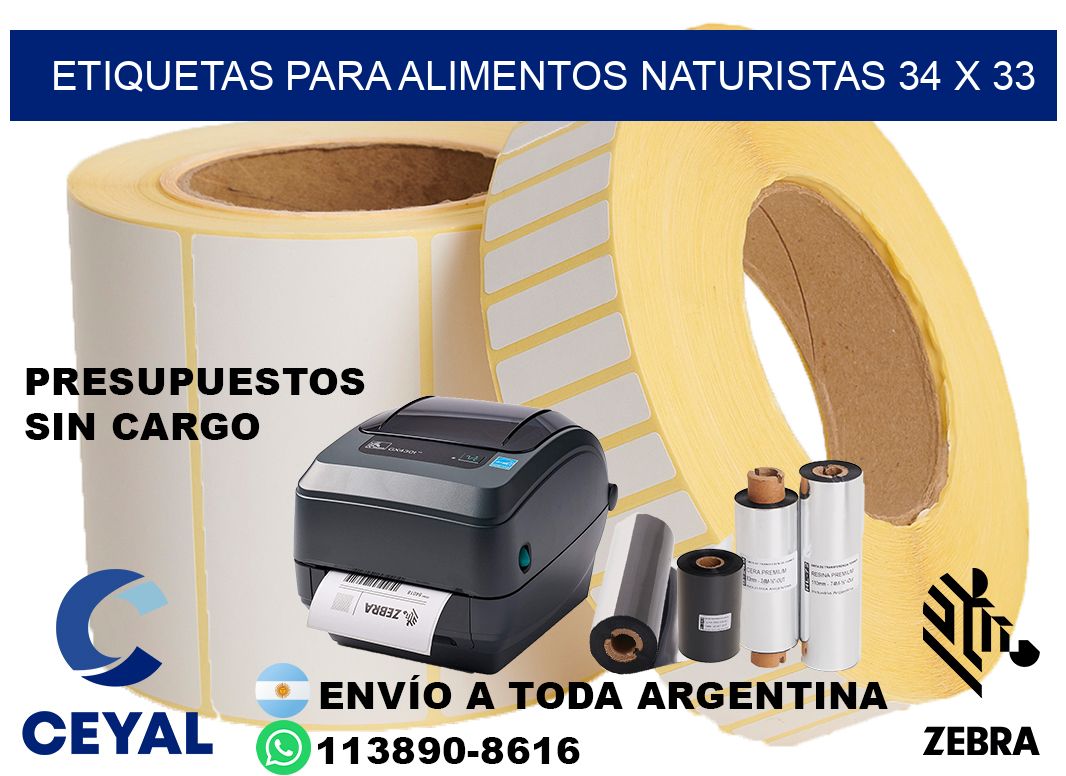 ETIQUETAS PARA ALIMENTOS NATURISTAS 34 x 33