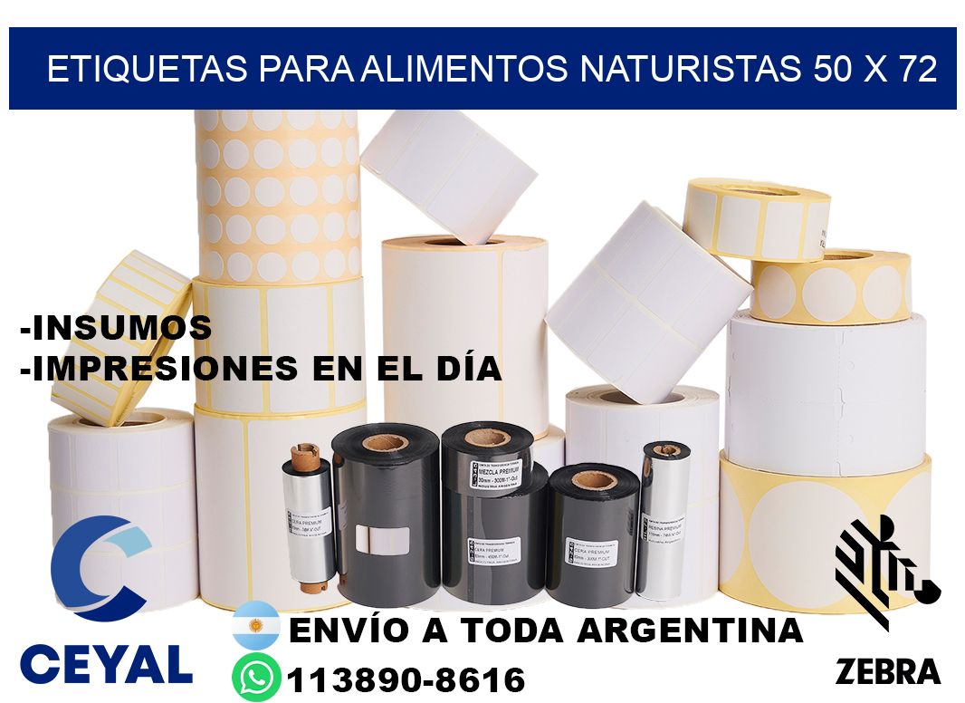 ETIQUETAS PARA ALIMENTOS NATURISTAS 50 x 72
