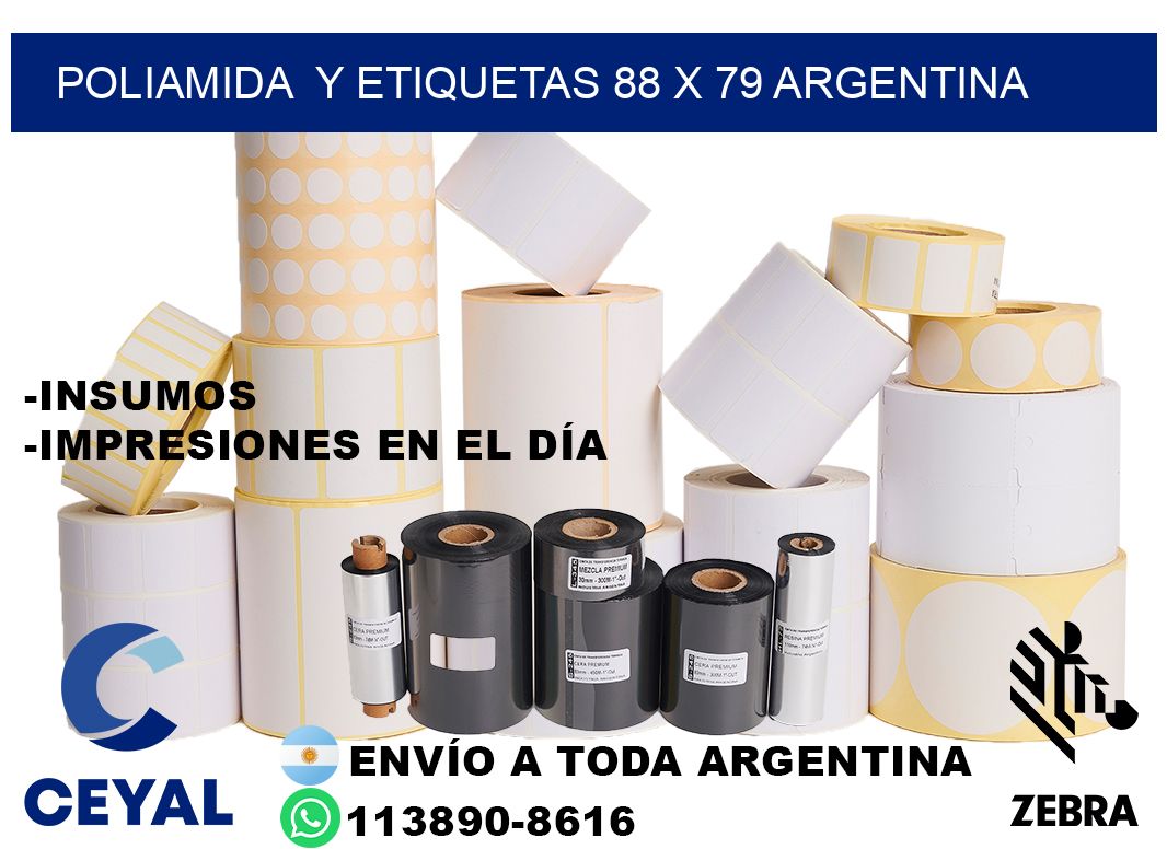 Poliamida  y etiquetas 88 x 79 argentina