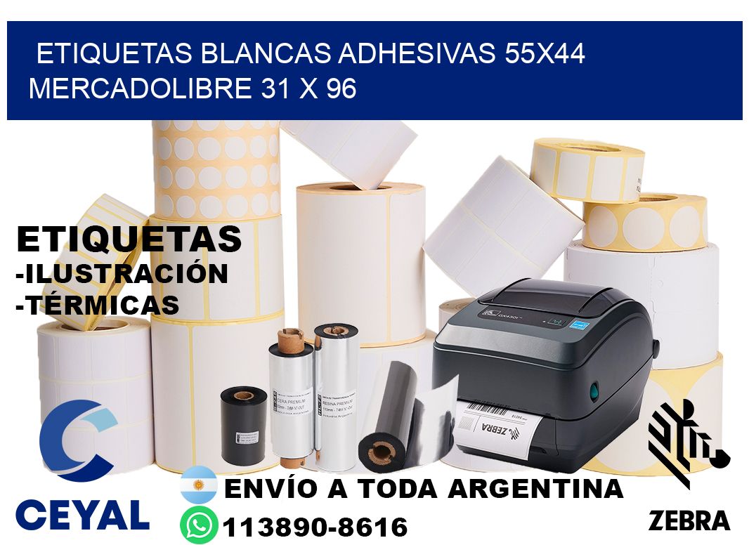 etiquetas blancas adhesivas 55x44 mercadolibre 31 x 96