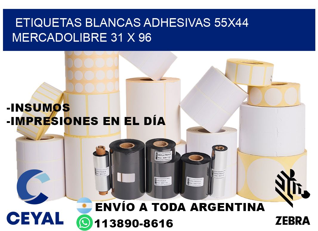 etiquetas blancas adhesivas 55x44 mercadolibre 31 x 96