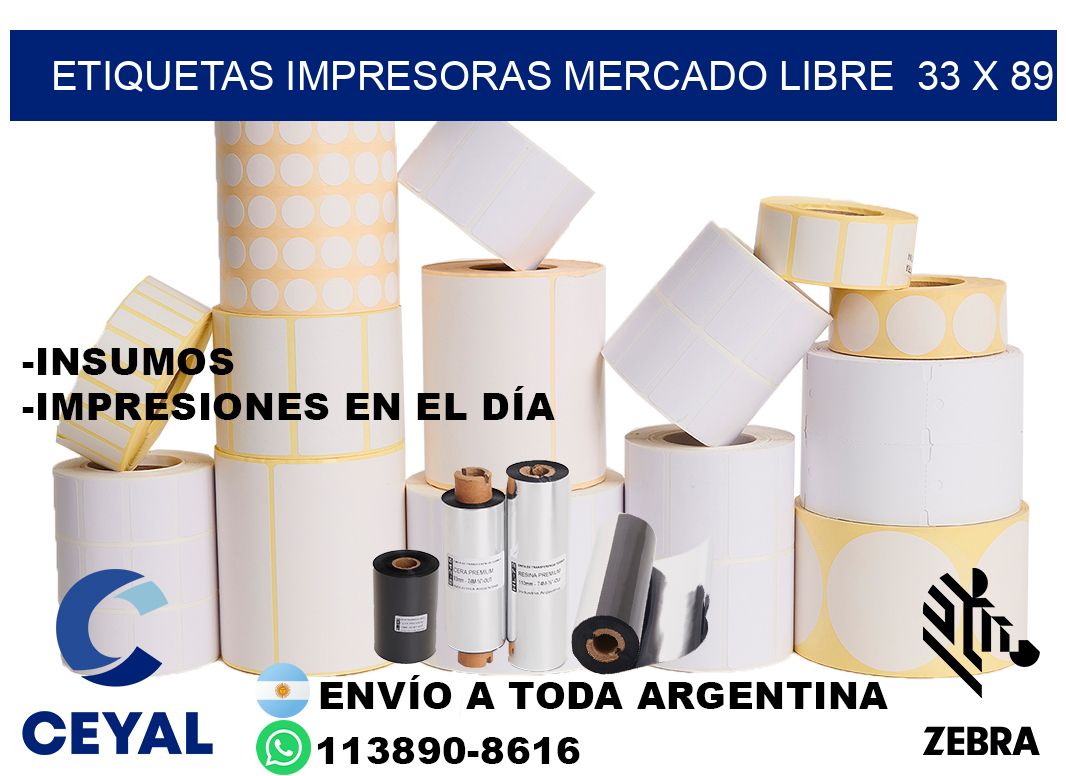etiquetas impresoras mercado libre  33 x 89