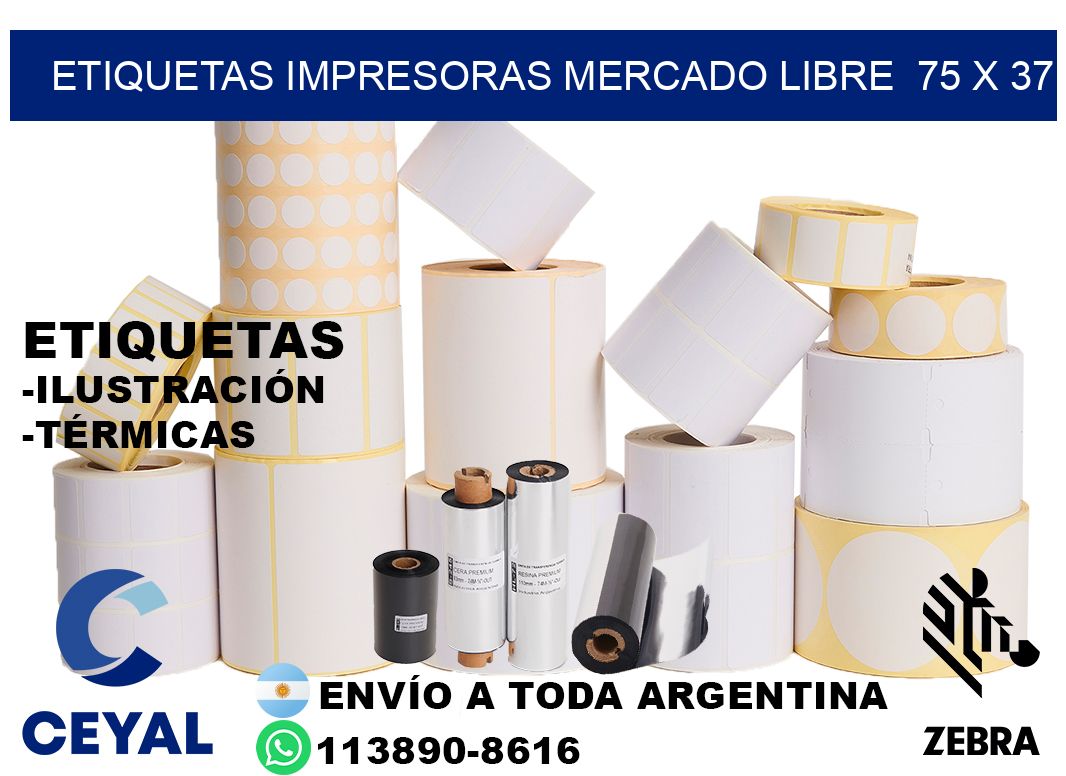 etiquetas impresoras mercado libre  75 x 37