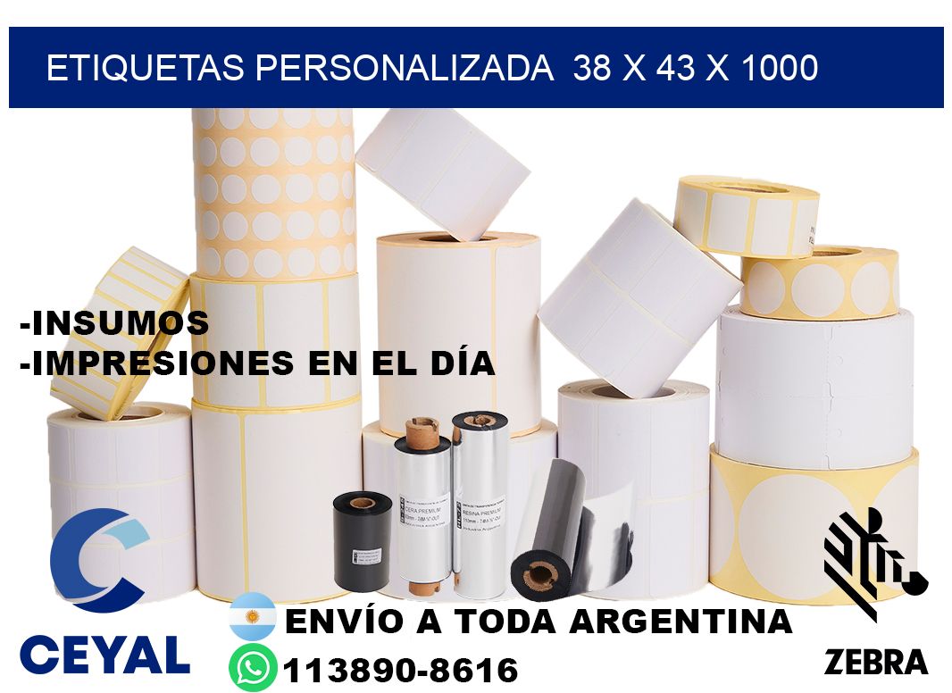 etiquetas personalizada  38 x 43 x 1000