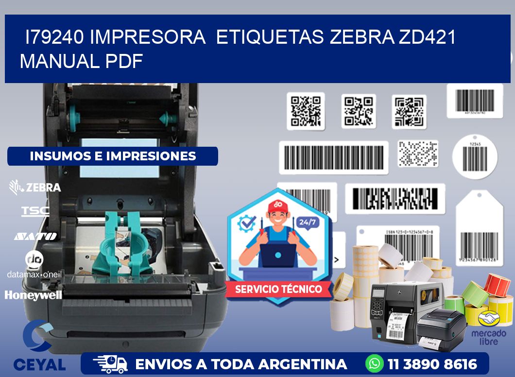 i79240 impresora etiquetas Zebra ZD421 manual PDF