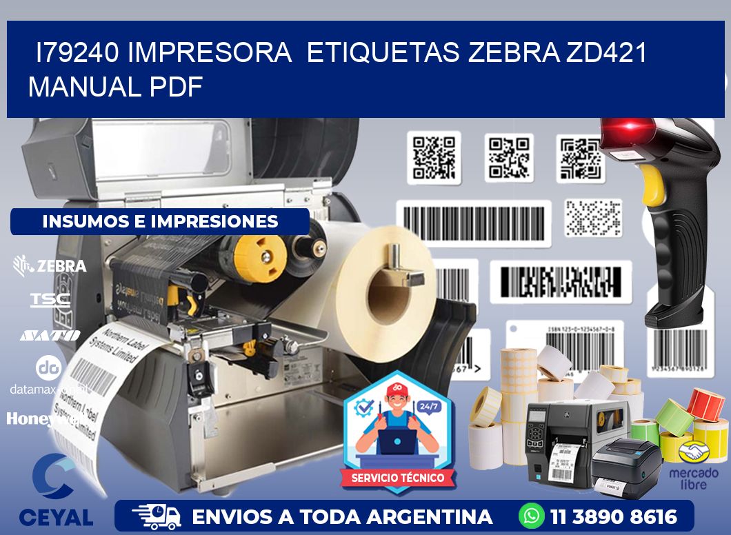 i79240 impresora etiquetas Zebra ZD421 manual PDF