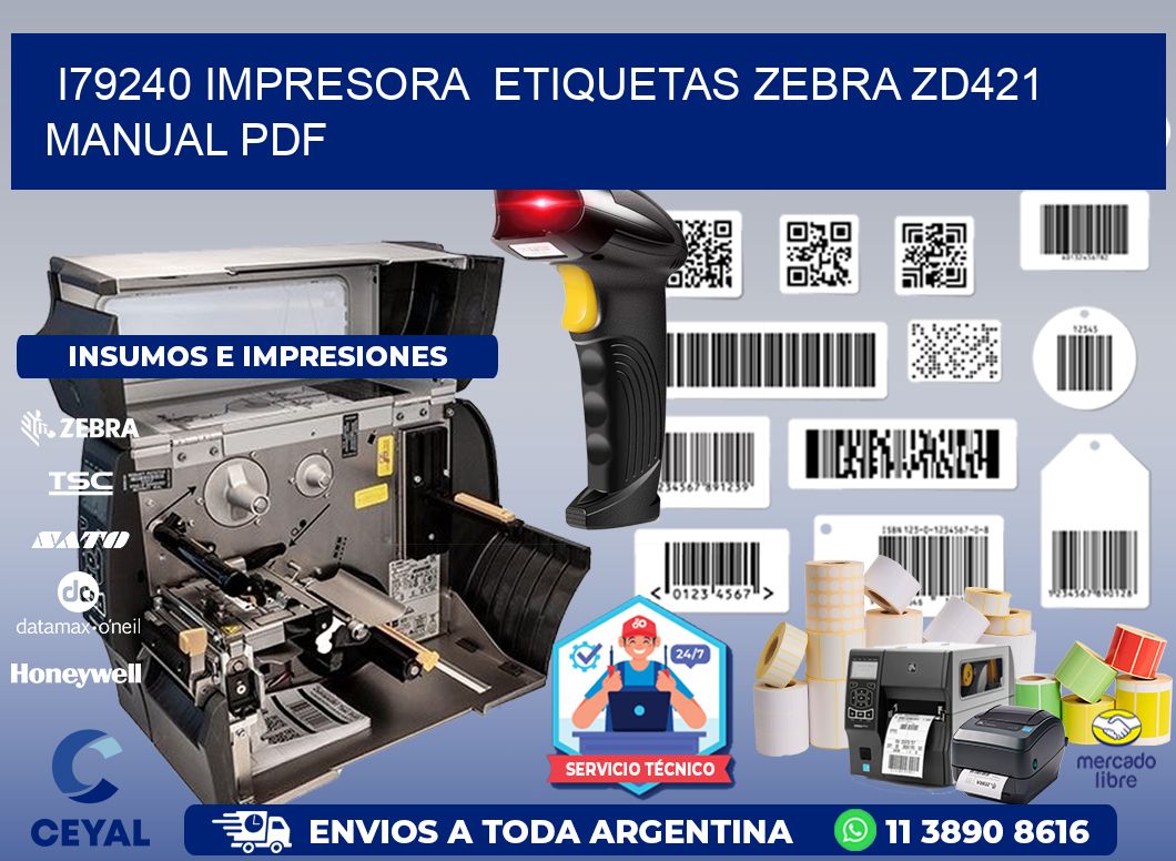 i79240 impresora etiquetas Zebra ZD421 manual PDF