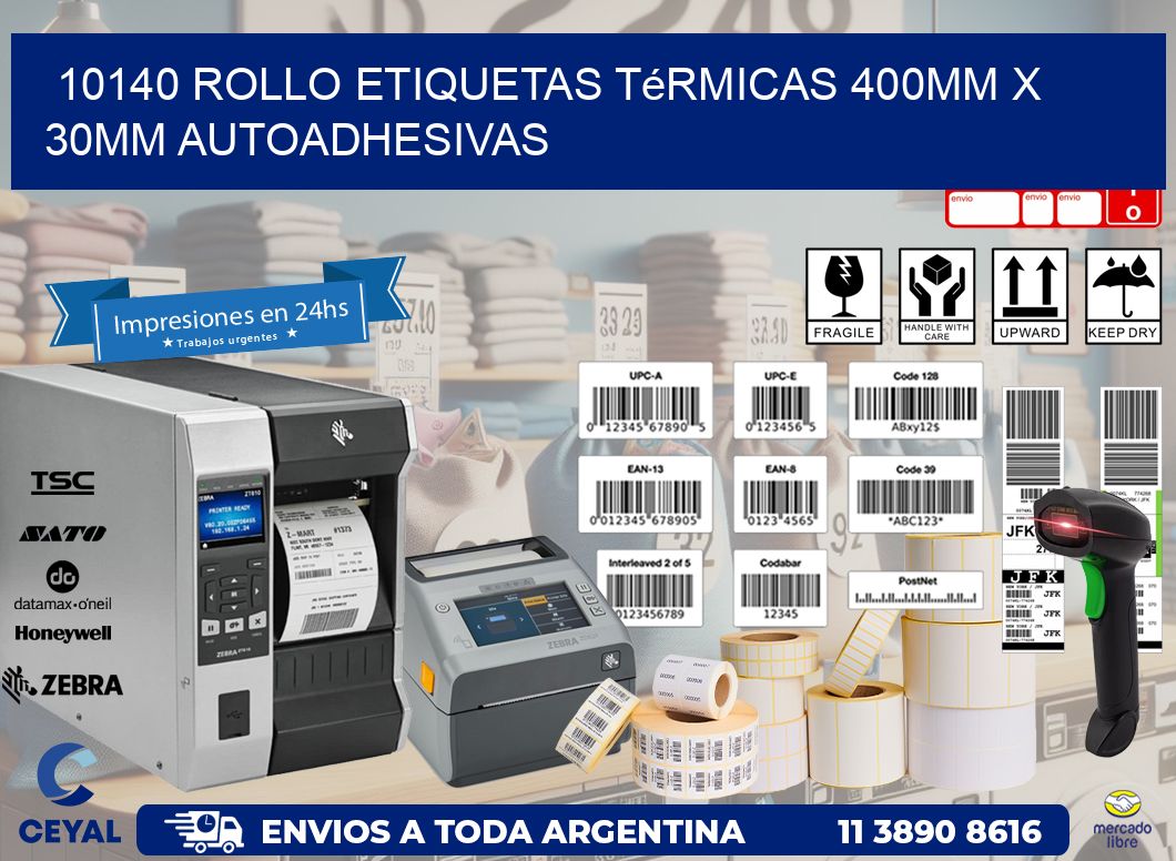 10140 Rollo Etiquetas Térmicas 400mm X 30mm Autoadhesivas