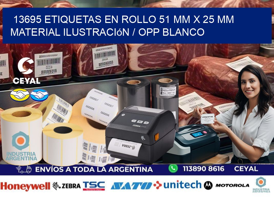 13695 Etiquetas en rollo 51 mm x 25 mm material Ilustración / OPP Blanco