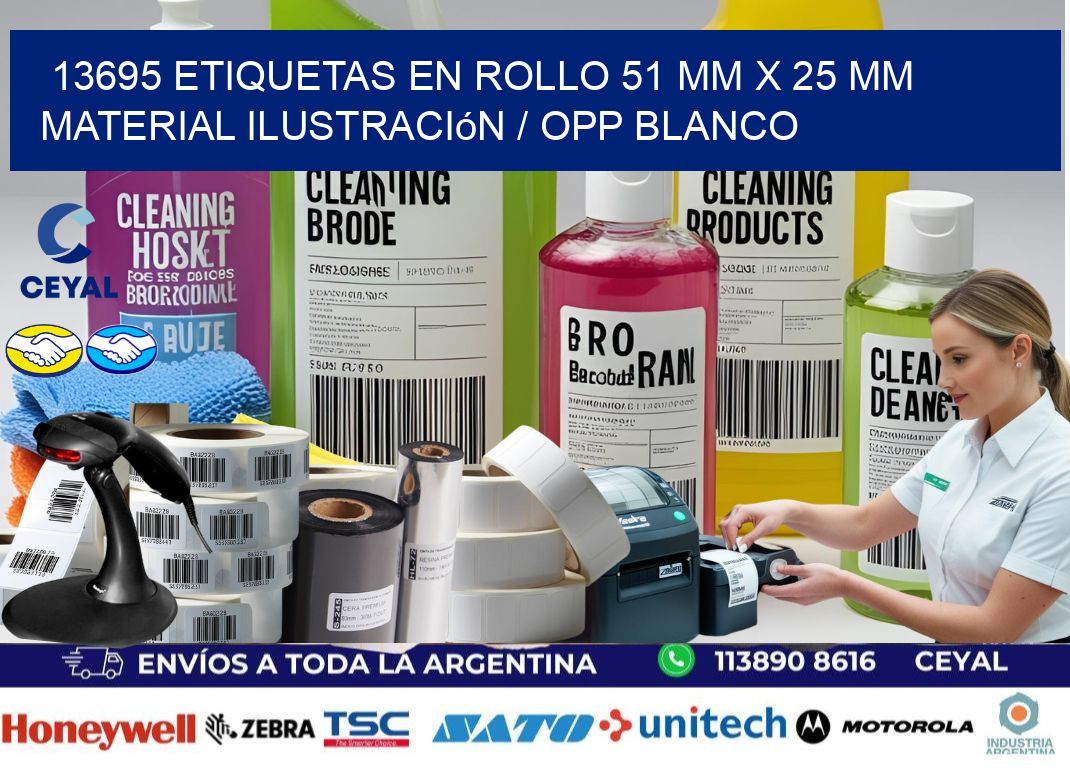13695 Etiquetas en rollo 51 mm x 25 mm material Ilustración / OPP Blanco