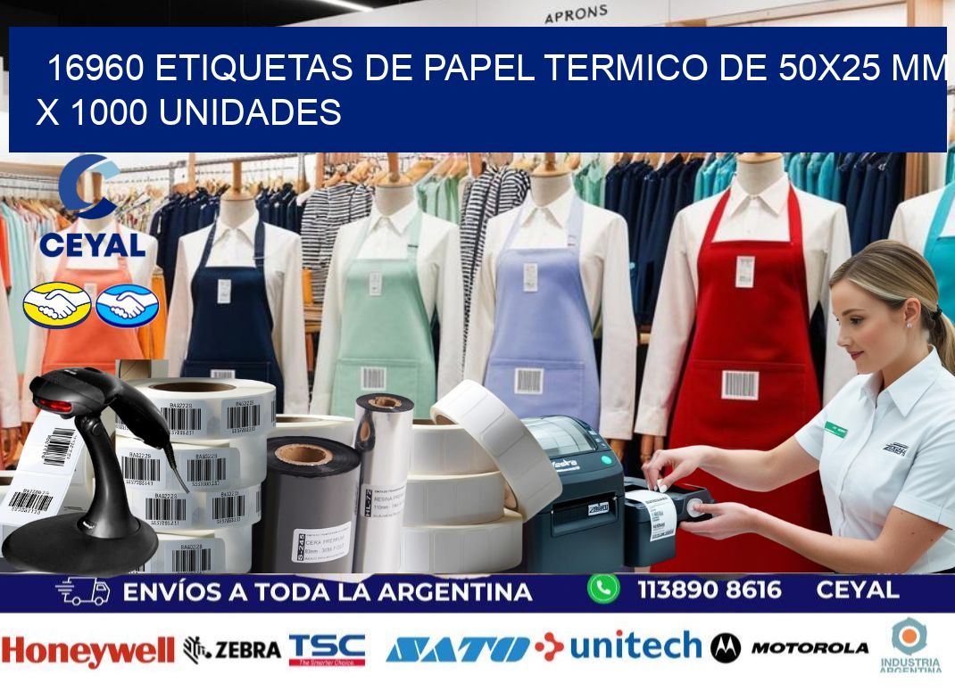 16960 Etiquetas De Papel Termico De 50×25 Mm X 1000 Unidades