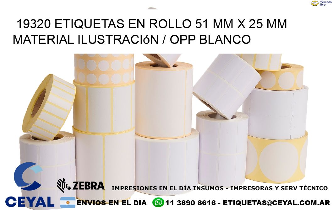 19320 Etiquetas en rollo 51 mm x 25 mm material Ilustración / OPP Blanco