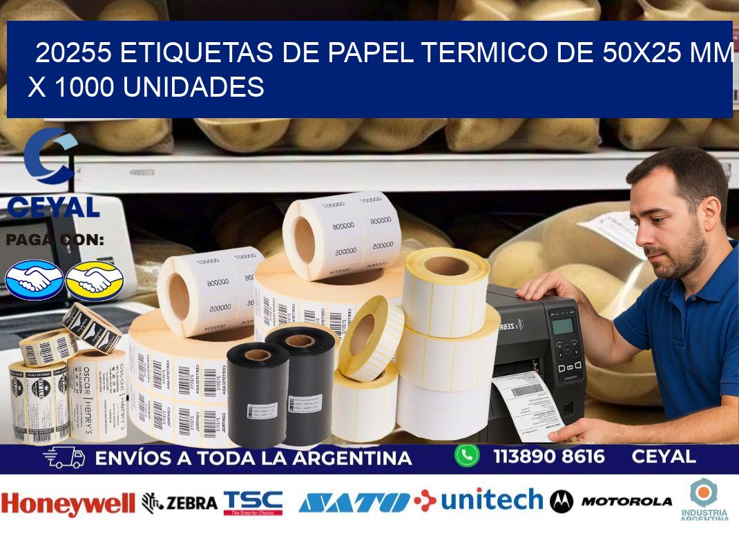 20255 Etiquetas De Papel Termico De 50x25 Mm X 1000 Unidades