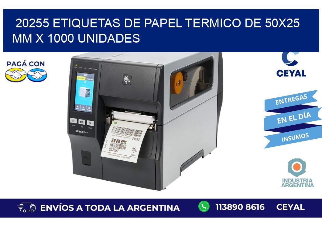 20255 Etiquetas De Papel Termico De 50x25 Mm X 1000 Unidades